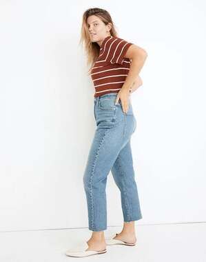 Madewell The Perfect Vintage Straight Leg Full Length Denim Blue Jeans Size 31
